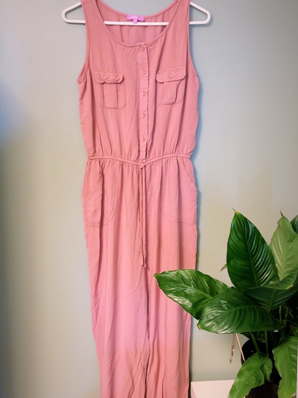 Ci Sono Dusty Rose Sleeveless Button-Front Top